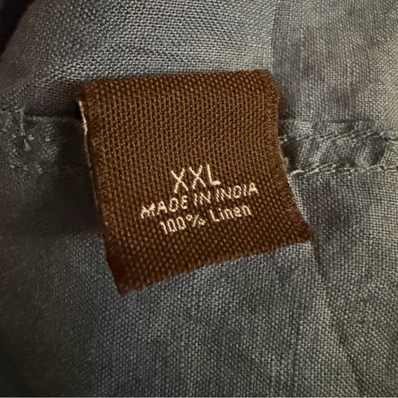 Marc Anthony Blue Linen Shirt Men’s XXL Slim Fit Button Down Long Sleeve Pockets - Picture 4 of 7